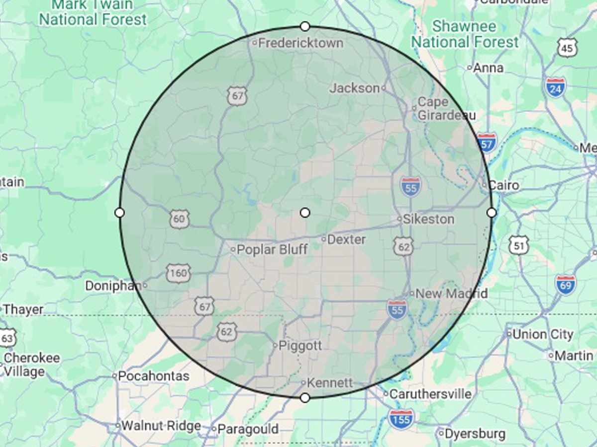 Bootheel Roofing service area &mdash; Poplar Bluff and surrounding Missouri Bootheel communities